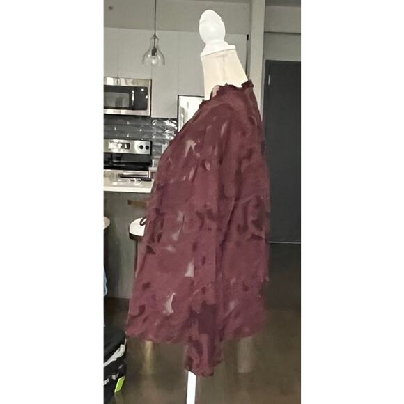 Dorothee Schumacher Burgundy Silk Lace Sheer Romance Tie Neck Blouse Top 4 $800 - Picture 3 of 16